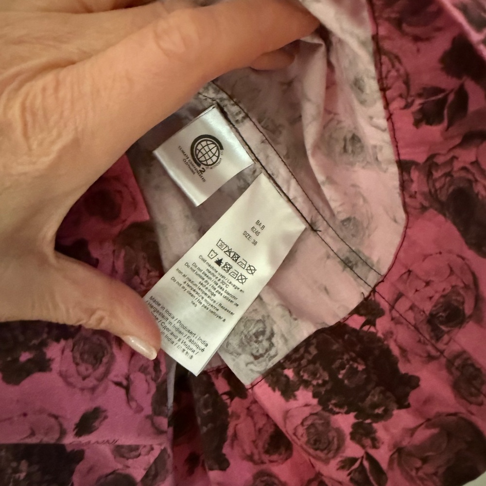 GANNI Pink and Black Floral Smocked Cotton Top - Sz 38 US 6 - Picture 6 of 12